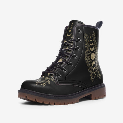 Moon Phases Combat Boots – Vegan Leather
