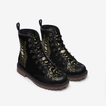 Moon Phases Combat Boots – Vegan Leather