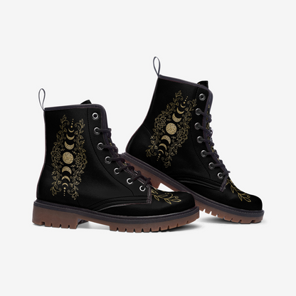 Moon Phases Combat Boots – Vegan Leather
