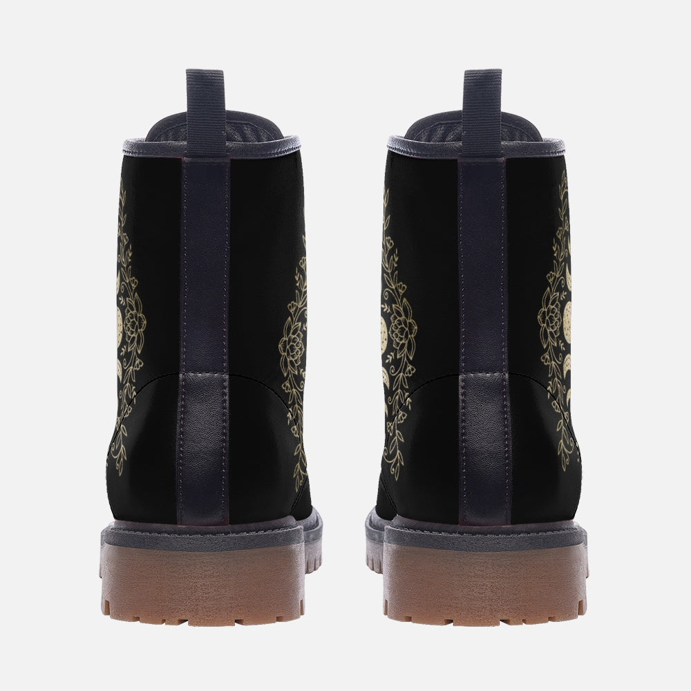 Moon Phases Combat Boots – Vegan Leather
