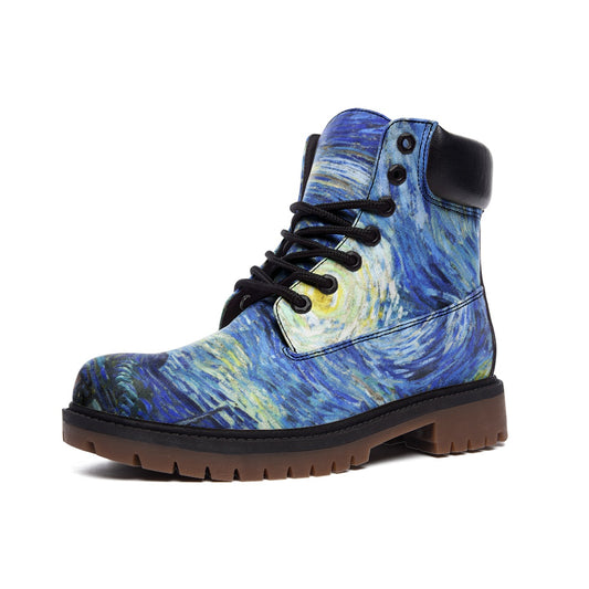 Starry Night Combat Art Boots – Vegan Leather