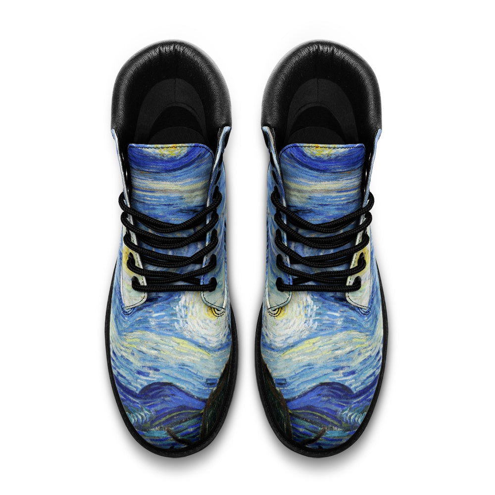 Starry Night Combat Art Boots – Vegan Leather