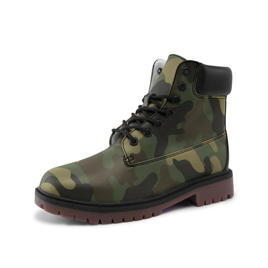 Camo Combat Boots – Vegan Leather, Military Shoes
