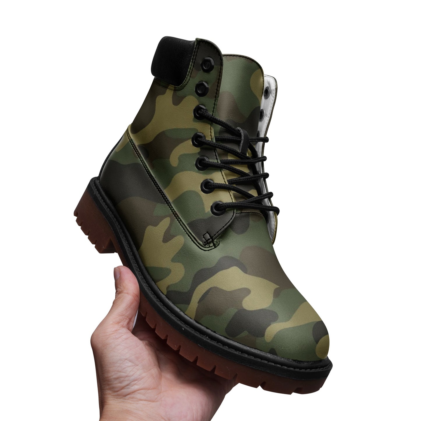 Camo Combat Boots – Vegan Leather, Military Shoes
