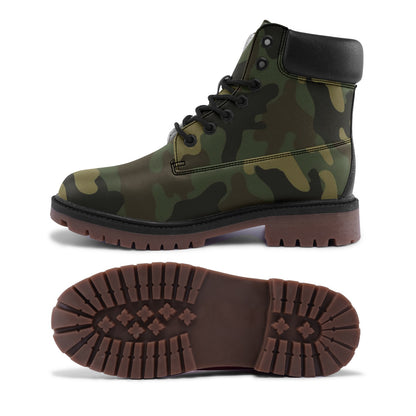 Camo Combat Boots – Vegan Leather, Military Shoes