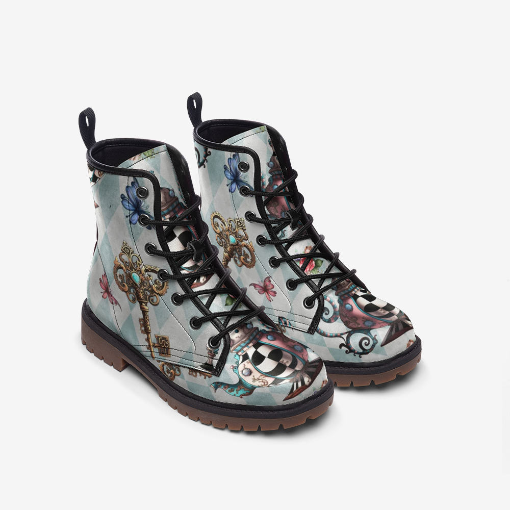 Alice in Wonderland Combat Boots – Vegan Leather