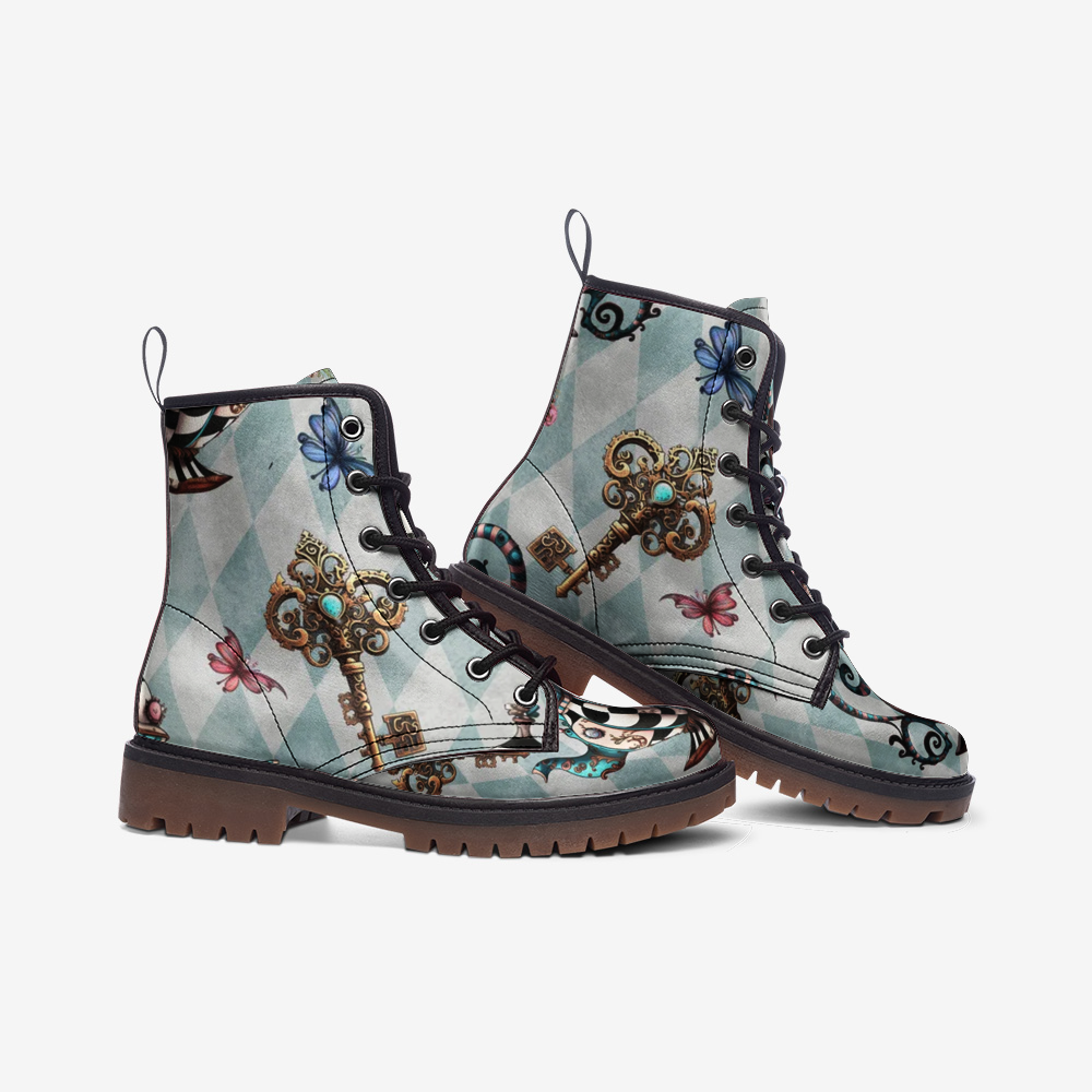 Alice in Wonderland Combat Boots – Vegan Leather