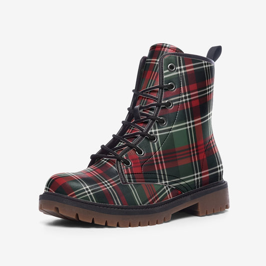 Classic Tartan Combat Boots – Vegan Leather