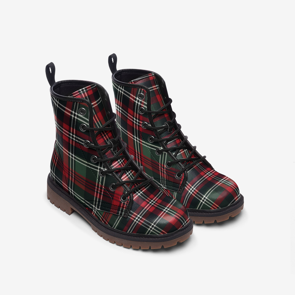 Classic Tartan Combat Boots – Vegan Leather