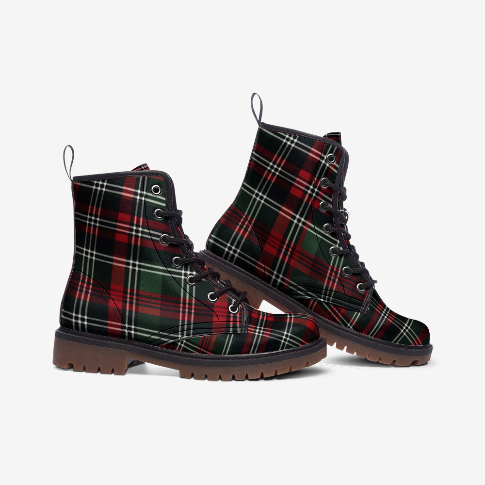 Classic Tartan Combat Boots – Vegan Leather