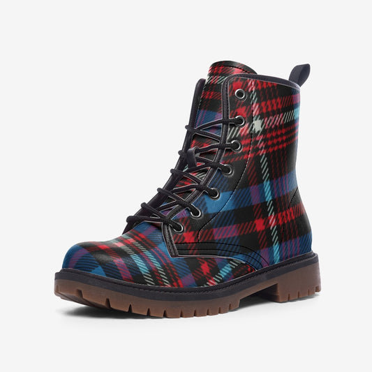 Classic Tartan Plaid Combat Boots – Vegan Leather