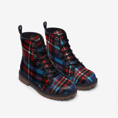 Classic Tartan Plaid Combat Boots – Vegan Leather