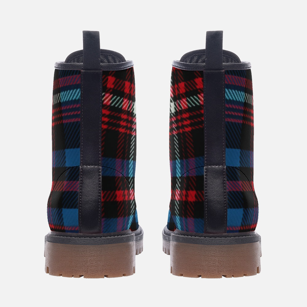 Classic Tartan Plaid Combat Boots – Vegan Leather