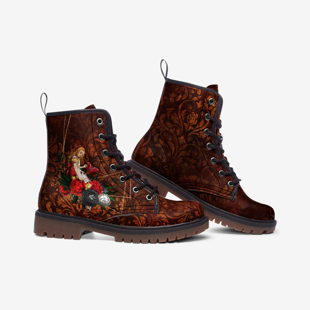 Alice in Wonderland Combat Boots – Vegan Leather