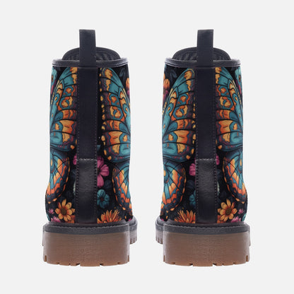 Whimsical Monarch Butterfly Combat Boots – Vegan Leather