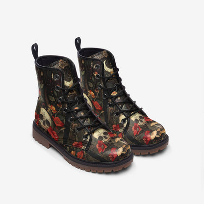 Mystic Forest Skull Combat Boots – Vegan Leather