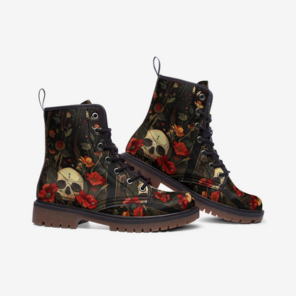Mystic Forest Skull Combat Boots – Vegan Leather