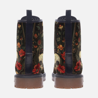 Mystic Forest Skull Combat Boots – Vegan Leather