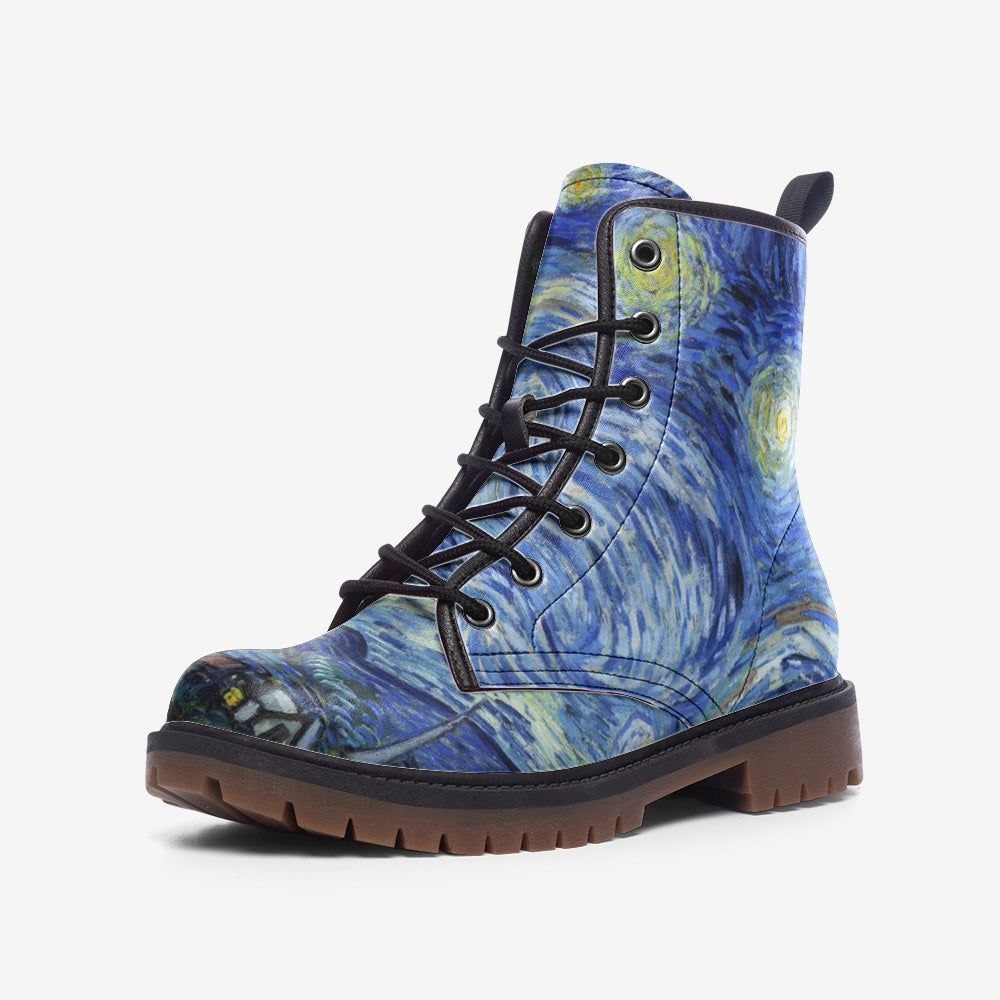 Starry Night Combat Boots – Vegan Leather