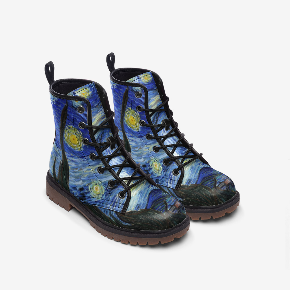 Starry Night Combat Boots – Vegan Leather