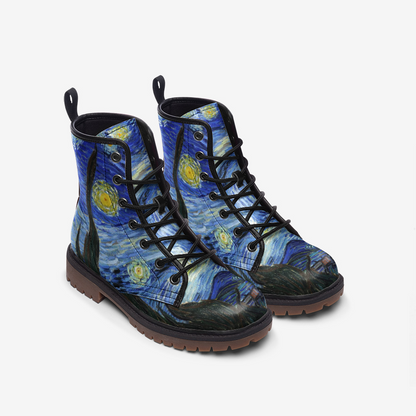 Starry Night Combat Boots – Vegan Leather