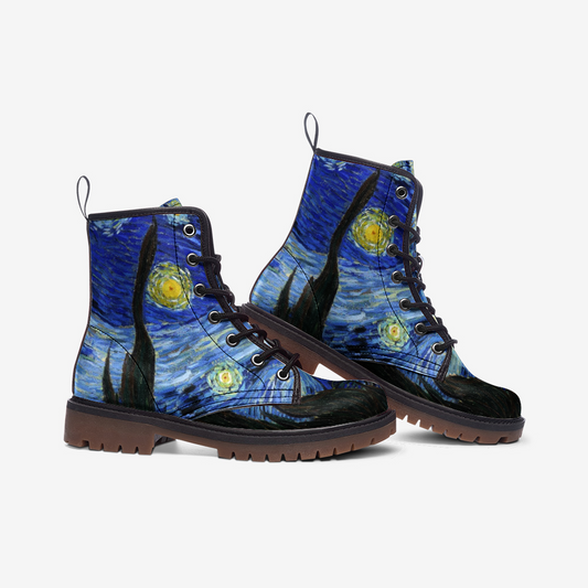 Starry Night Combat Boots – Vegan Leather