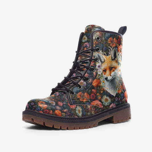 Cottagecore Fox Combat Boots – Vegan Leather