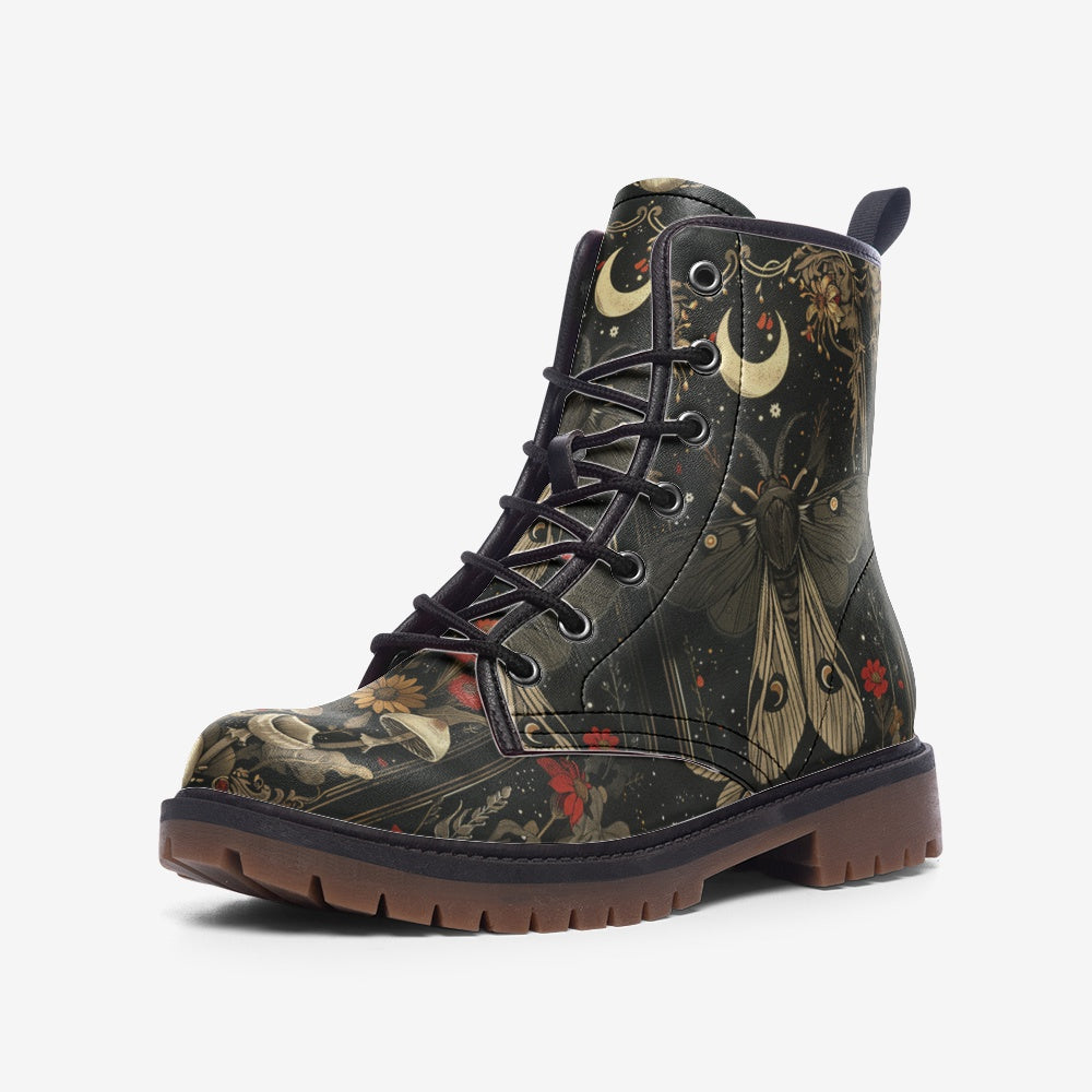 Enchanted Celestial Forest Combat Boots – Vegan Leather