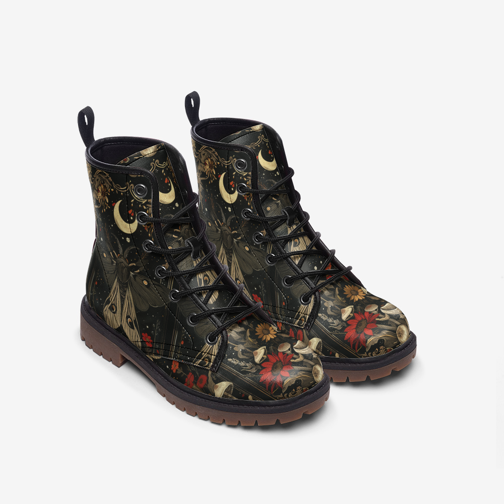 Enchanted Celestial Forest Combat Boots – Vegan Leather