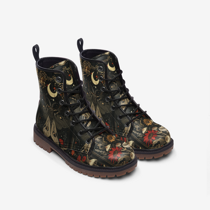 Enchanted Celestial Forest Combat Boots – Vegan Leather