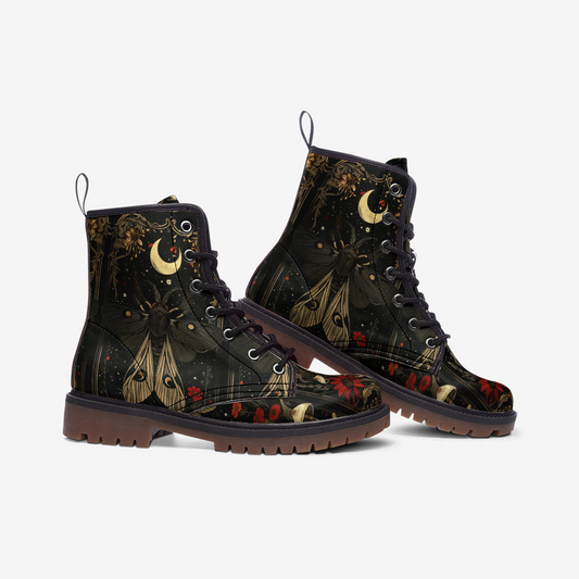 Enchanted Celestial Forest Combat Boots – Vegan Leather