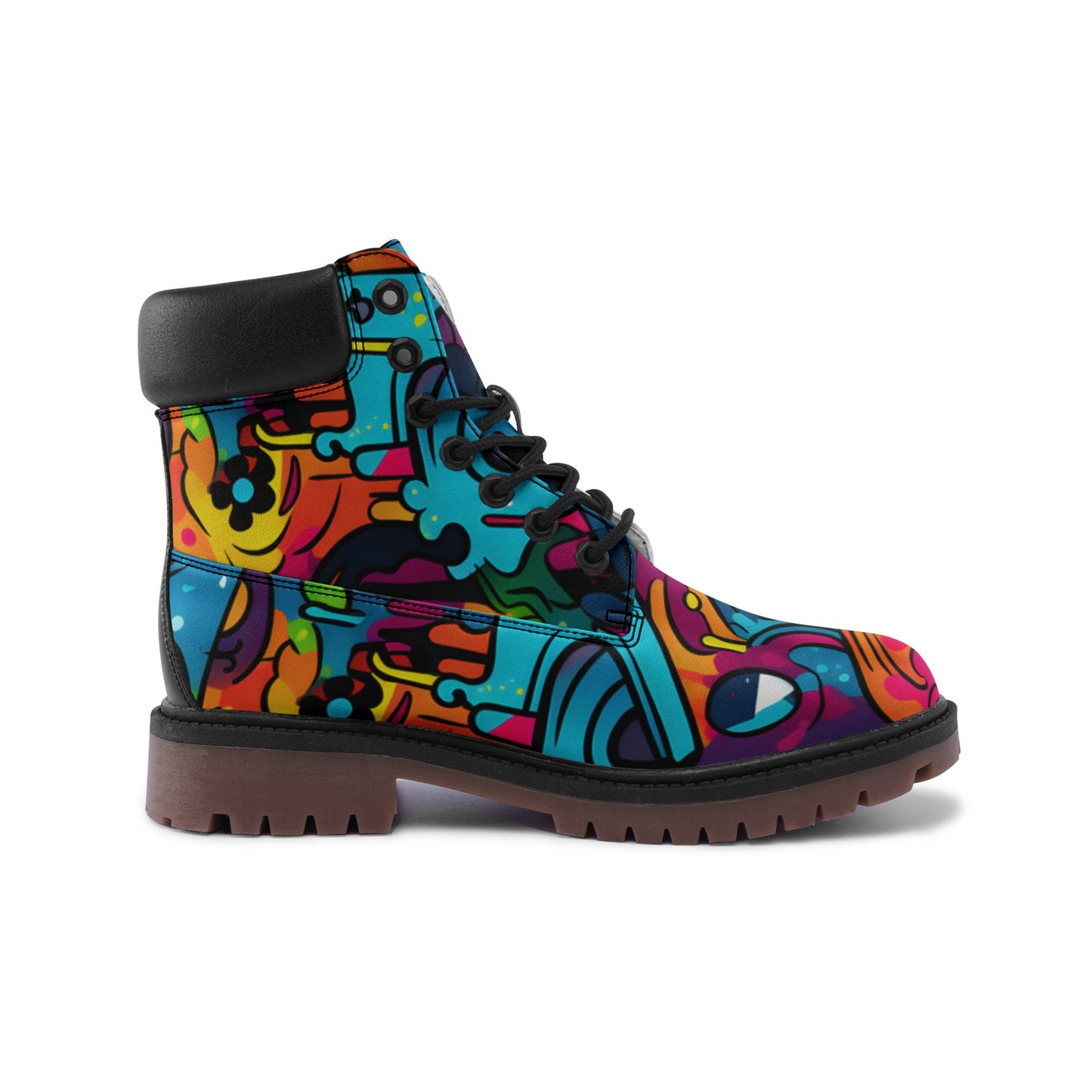 Waterproof Graffiti Combat Boots, Premium Lightweight Microfiber Leather Chukka Boots
