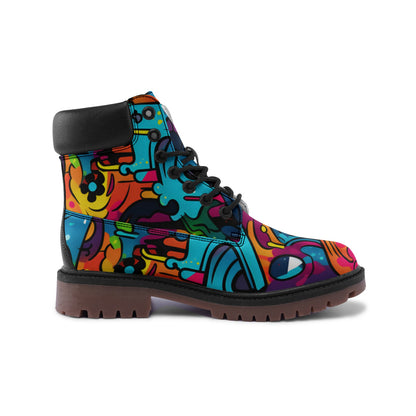 Waterproof Graffiti Combat Boots, Premium Lightweight Microfiber Leather Chukka Boots