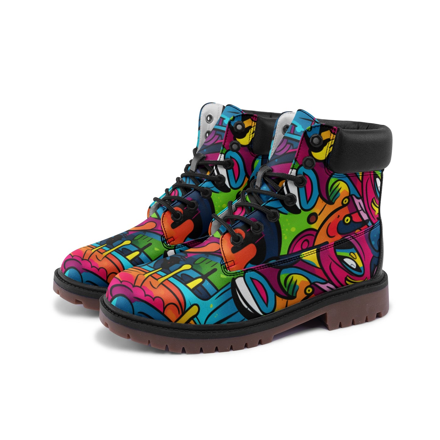 Waterproof Graffiti Combat Boots, Premium Lightweight Microfiber Leather Chukka Boots