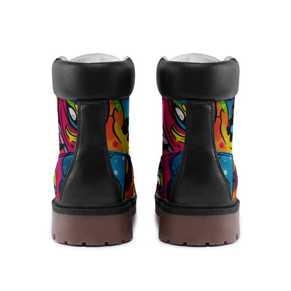Waterproof Graffiti Combat Boots, Premium Lightweight Microfiber Leather Chukka Boots